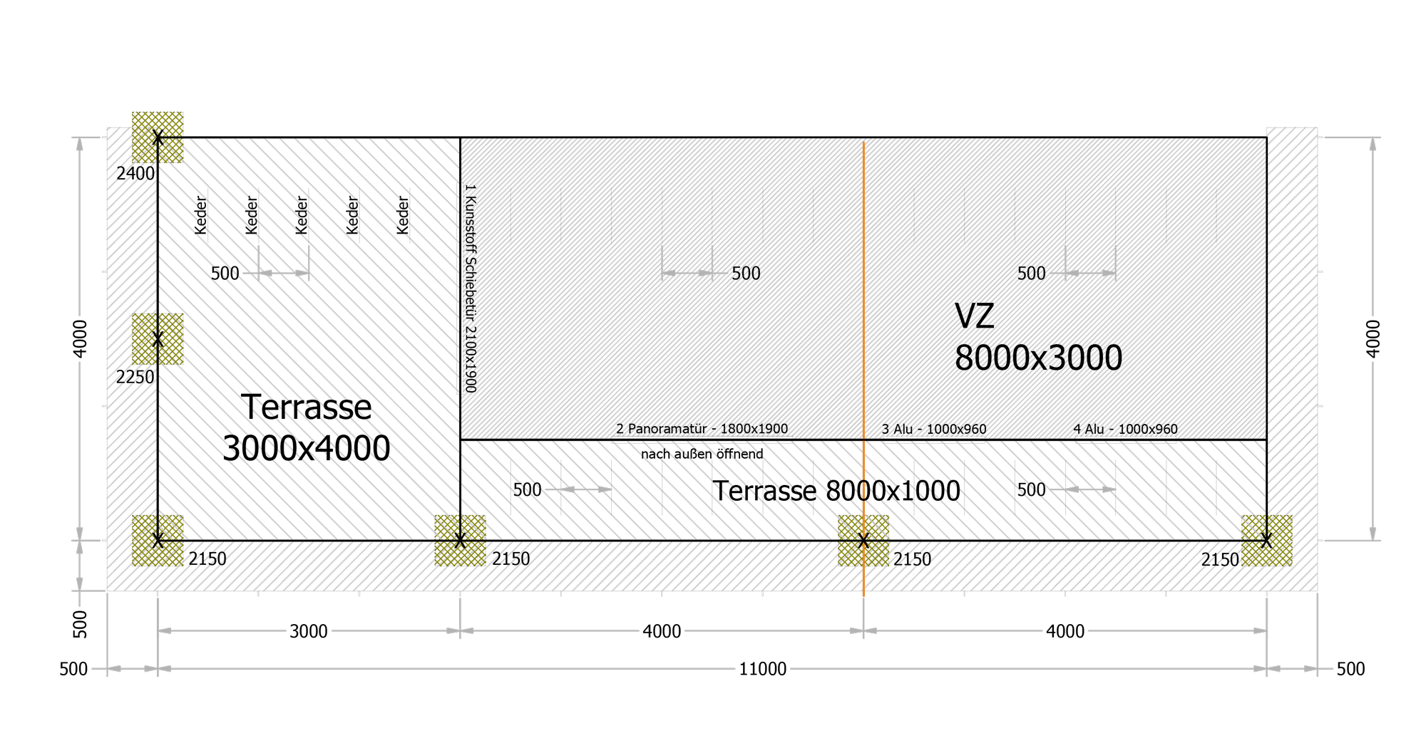 Schall Camping Sonderangebot SA02-2025 Freistehendes Vorzelt 800x300 Pultdach